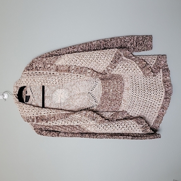 Tribal Hippie Boho Neutral Crochet Knit Blanket Cocoon Cardigan Small - Picture 1 of 8